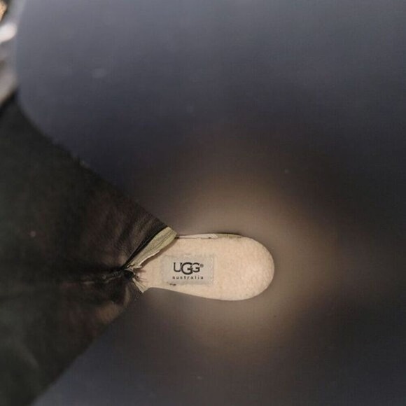 Ugg Cary Womens Black Suede Boots Leather Laces Up Back 8 Western Moto Biker Y2K - Picture 10 of 10